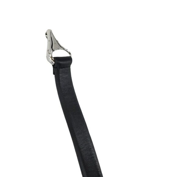 Chico\'s Belt Black Leather Aged‎ Silver Metal Hook Closure Pirate Gothic S/M